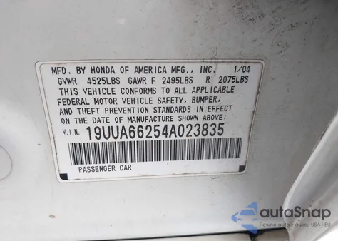2004 Acura Tl from USA, damaged, VIN 19UUA66254A023835